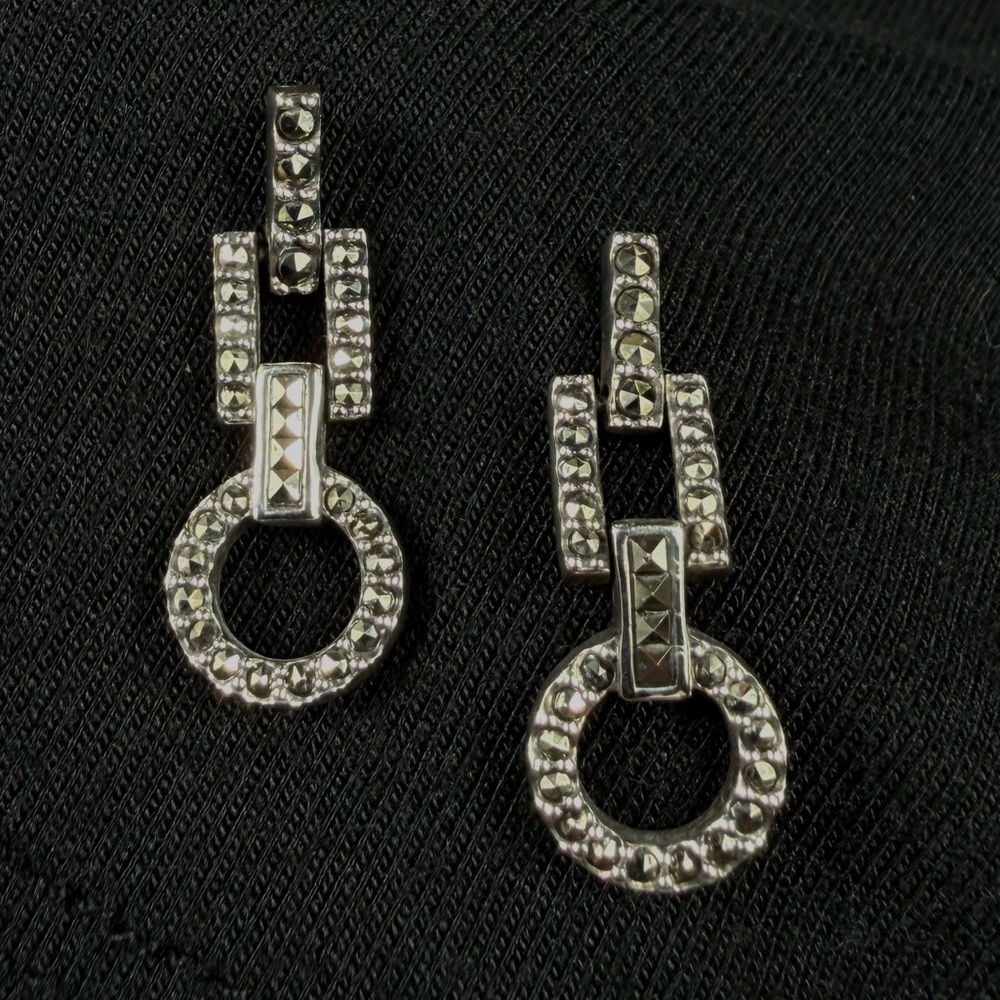 Judith Jack Sterling and Marcasite dangle earrings.
